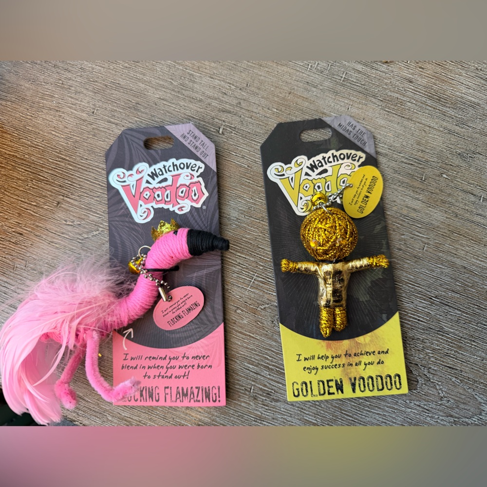 Golden Voodoo and Flocking Amazing Keychains